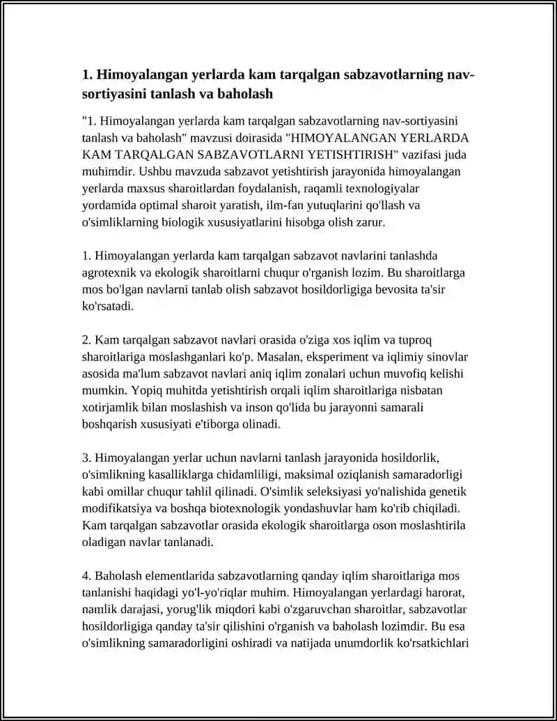HIMOYALANGAN YERLARDA KAM TARQALGAN SABZAVOTLARNI YETISHTIRISH 4