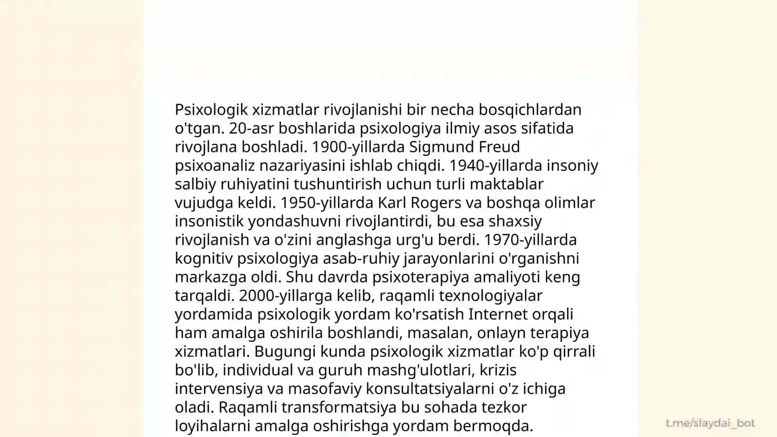 Ta'lim muassasalarida psixalogik xizmat kursining predmeti va vazifalari tashkil etilishi tarixi 4