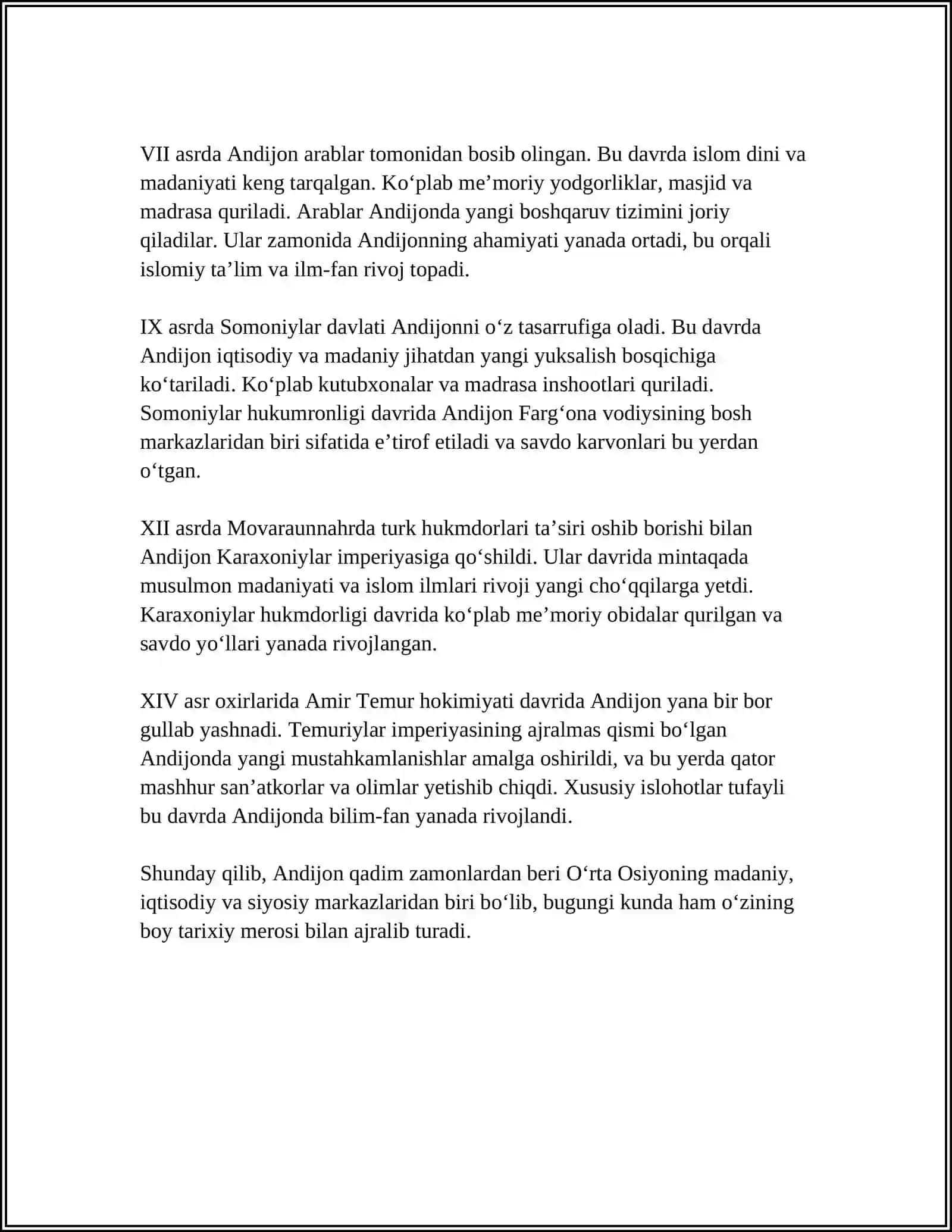 ANDIJONDA ILK DAVLATCHILIK VA SHAHARSOZLIK AN'ANALARINING RIVOJLANISHI 4