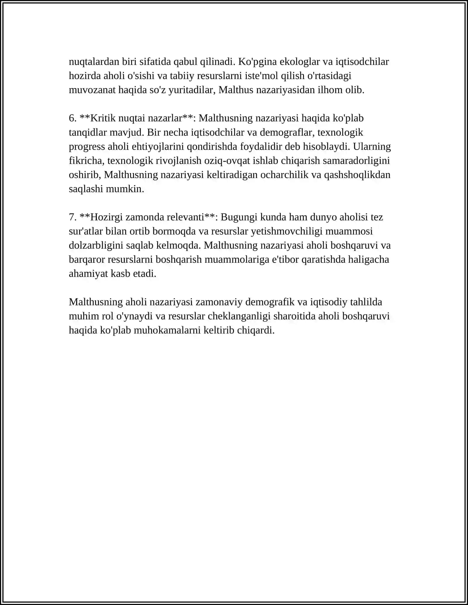 R.MALTHUSNING AXOLI NUFUZI NAZARIYASI VA ZAMONAVIY MALTHUS TA'LIMOTI 4