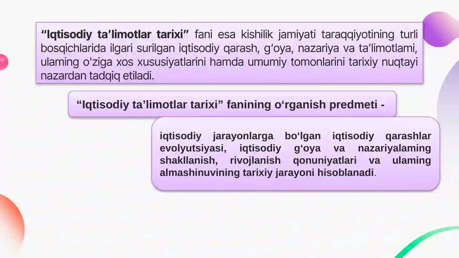 Iqtisodiy ta'limotlari tarixi fanining predmeti va o'rganish usullari 4