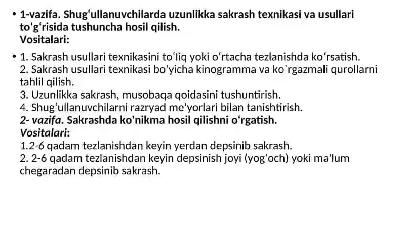 YENGIL ATLETIKADA UMUMIY VA MAXSUS TAYYORGARLIK MASHQLARI BO‘YICHA MAHORATINI OSHIRISH 4