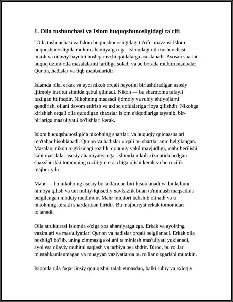 ISLOM HUQUQSHUNOSLIGIDA OILA, NIKOH TUSHUNCHALARINI TA'RIFLASH 4