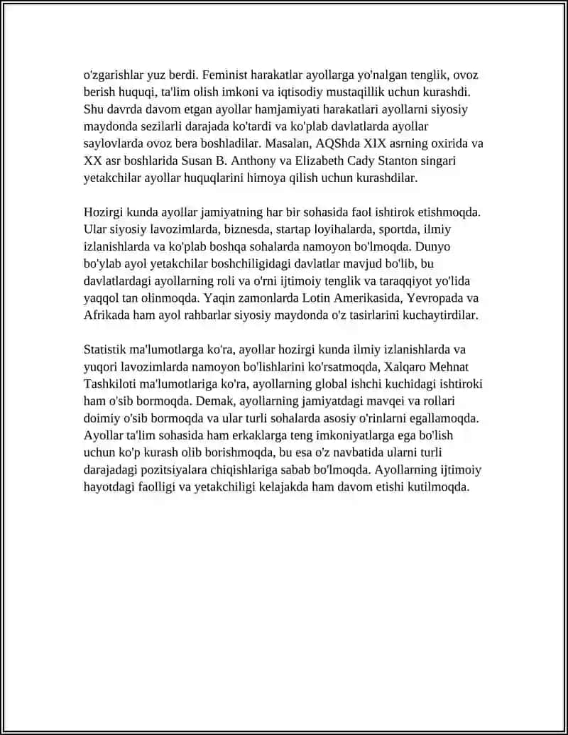 AYOLLARNING JAMIYAT HAYOTIDA TUTGAN ÒRNI VA RÒLI 4