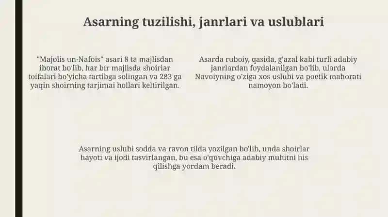 Majolis un-nafois asarini oʻrganish va sharhini yozish 4