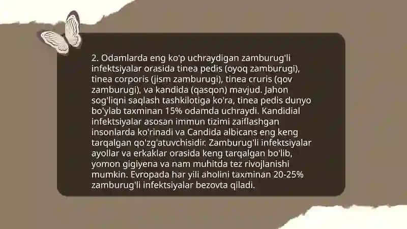 Zamburug'li kasalliklarning o'ziga xosligi 4