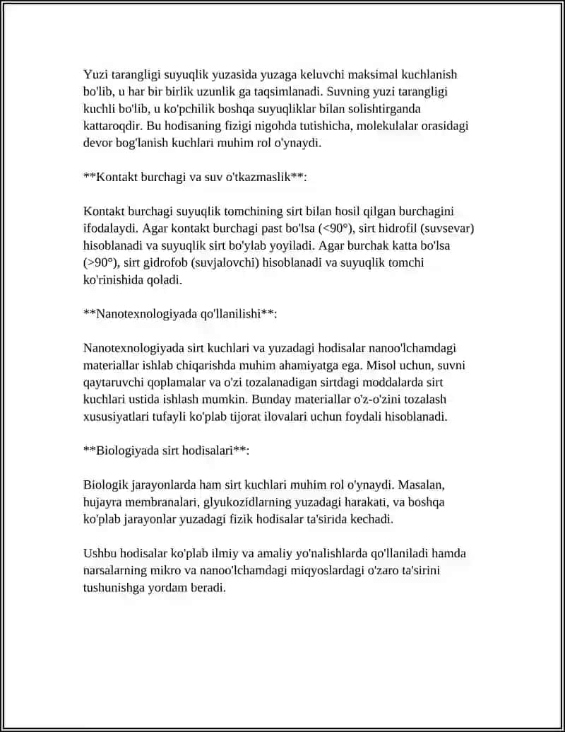 SIRT HODISALARI. ADSORBSIYA. XROMOTOGRAFIYA VA UNING TIBBIYOTDAGI AHAMIYATI 4