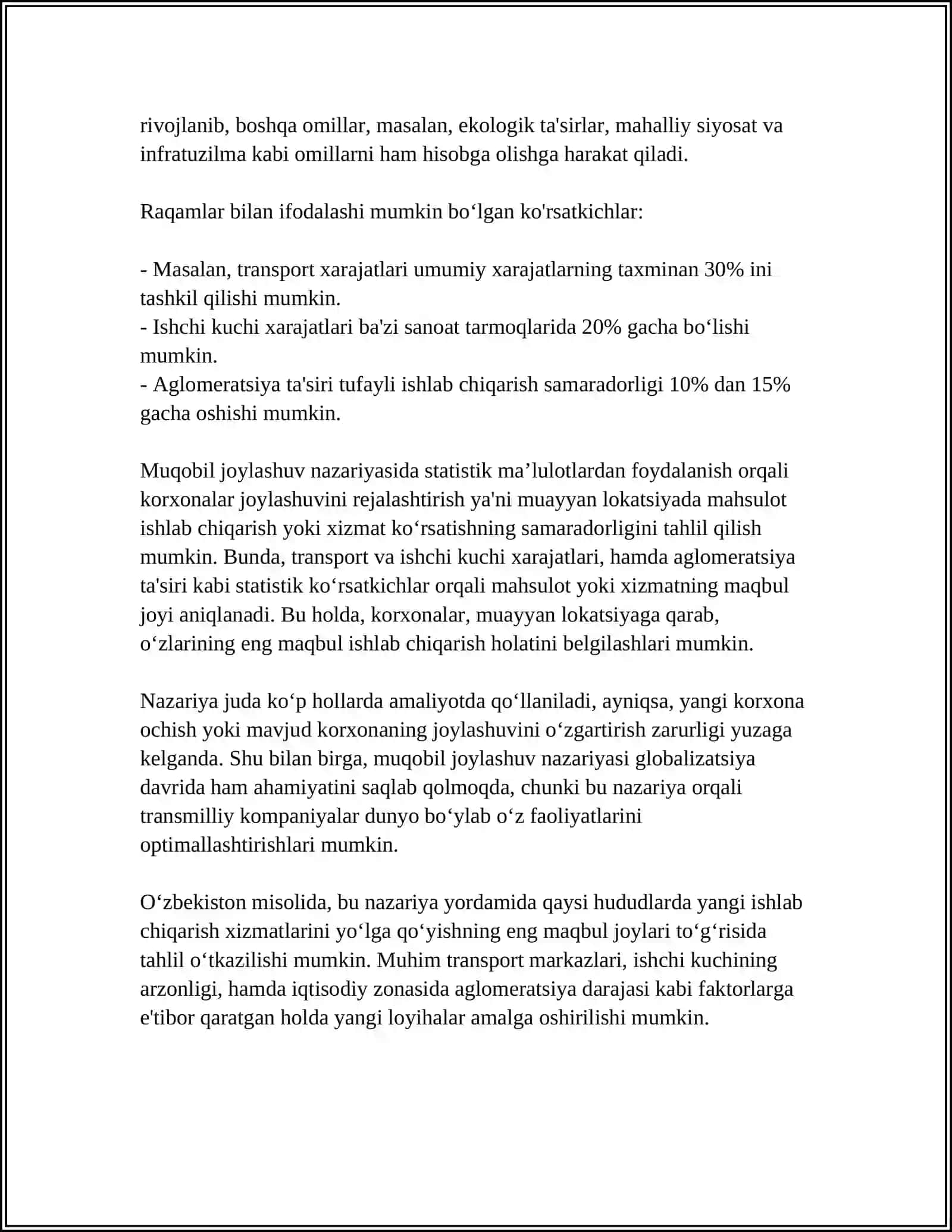 SANOAT KARXONALARI MUQOBIL JOYLASHUVINI MATEMATIK MODELASHTRISHDAN 4