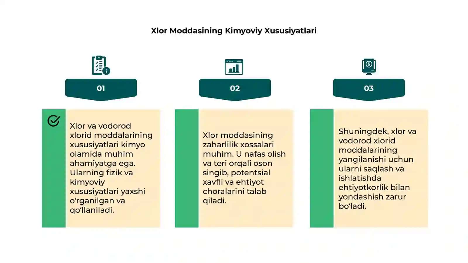 Xlor va Vodorod Xlorid moddalarining xususiyatlari va zaharlilik xossalar 4