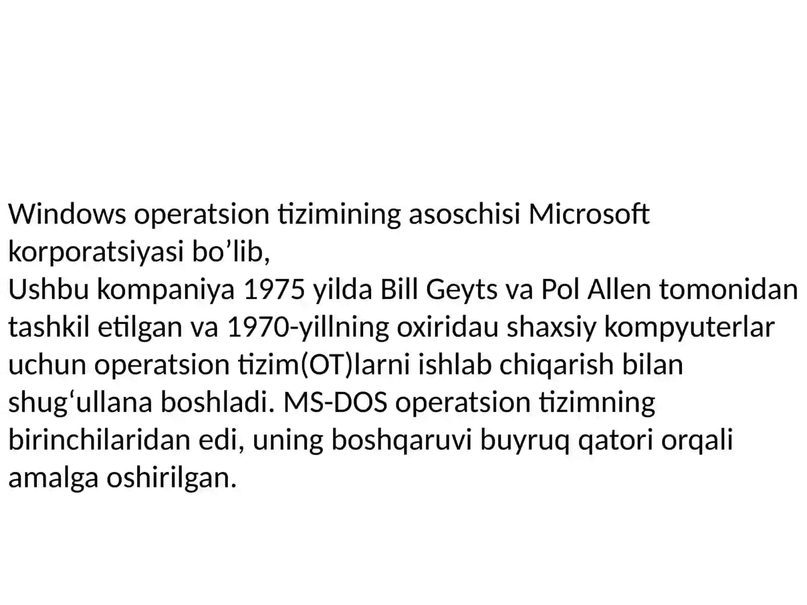 Windows operatsion tizimi tarixi va unda ishlash asoslari 105-guruh talabasi 4