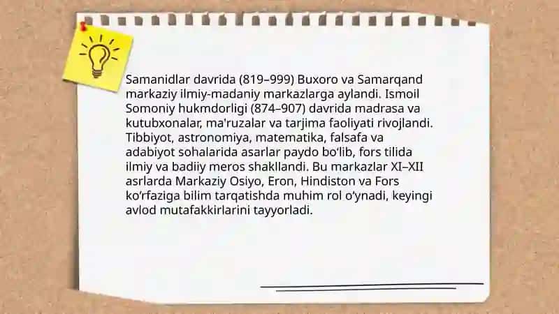 IX-XII asrlarda Mamlakatimiz Hududida Madaniy Uyg‘onish (Renessans) 4