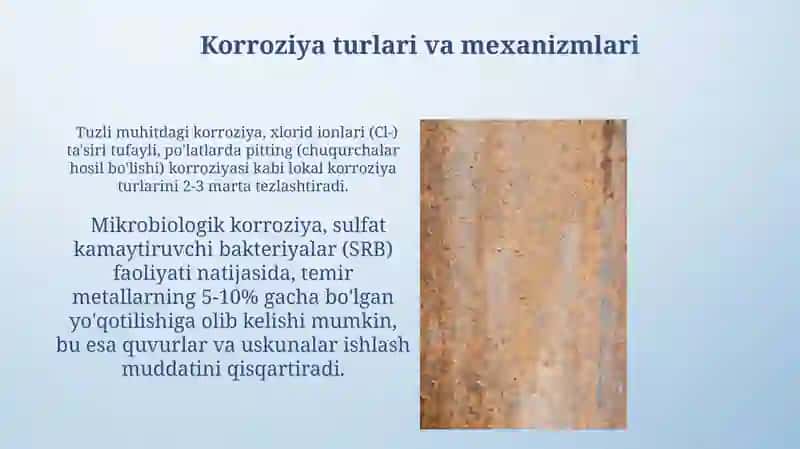 Neft va gaz sanoat qurilmalari korroziyasi va mineral tuzlar karoziyasi 4