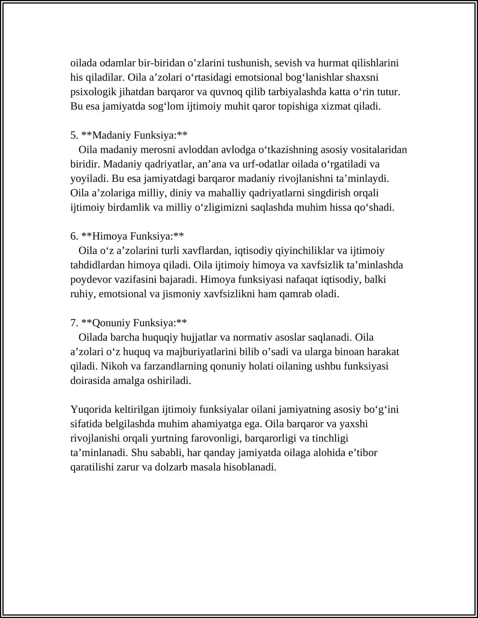 Oila jamiyatning asosiy bo‘g‘ini sifatida ijtimoiy funksiyalari 4