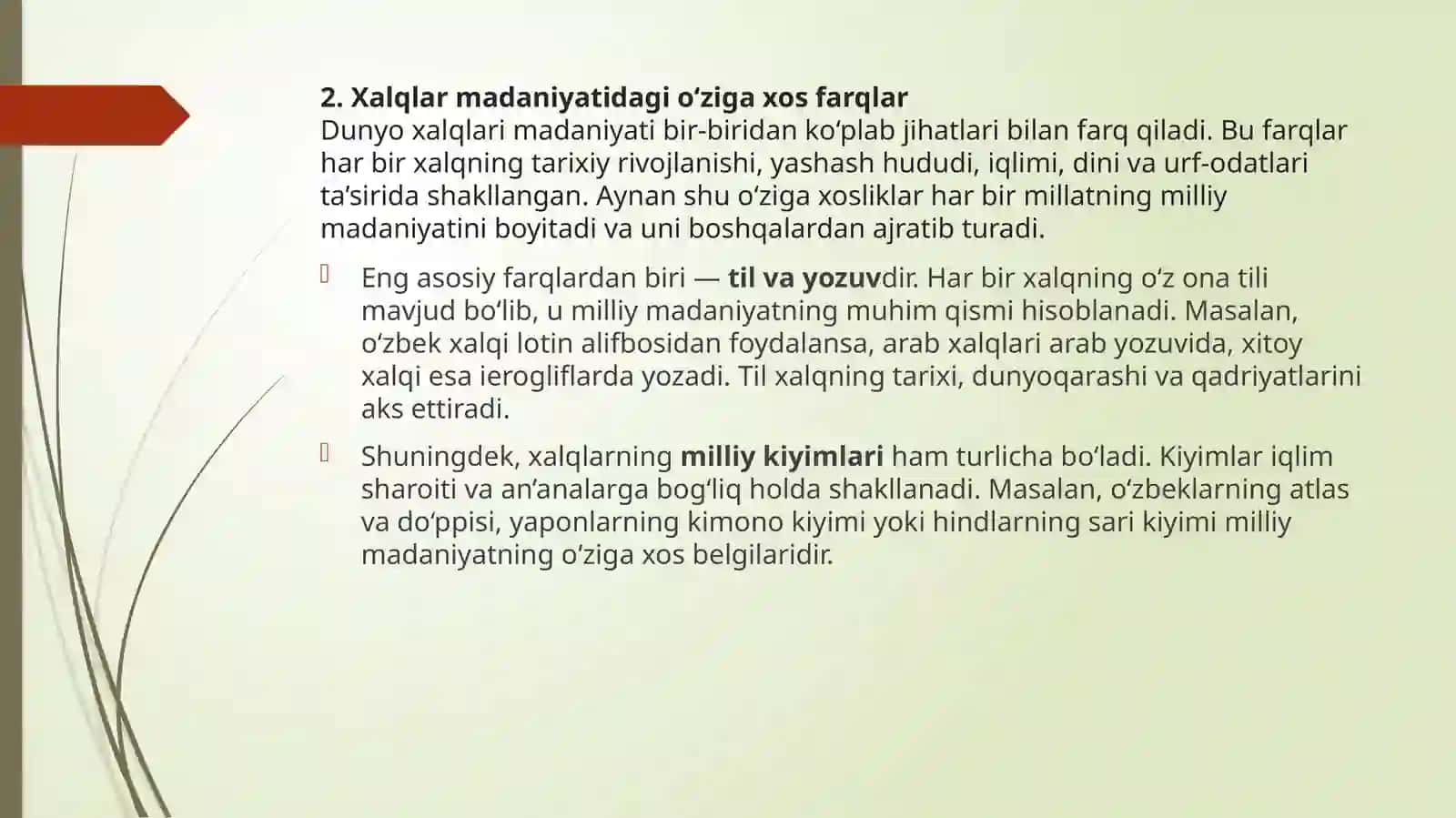Dunyo xalqlari madaniyatidagi umumiylik va farqlar 4