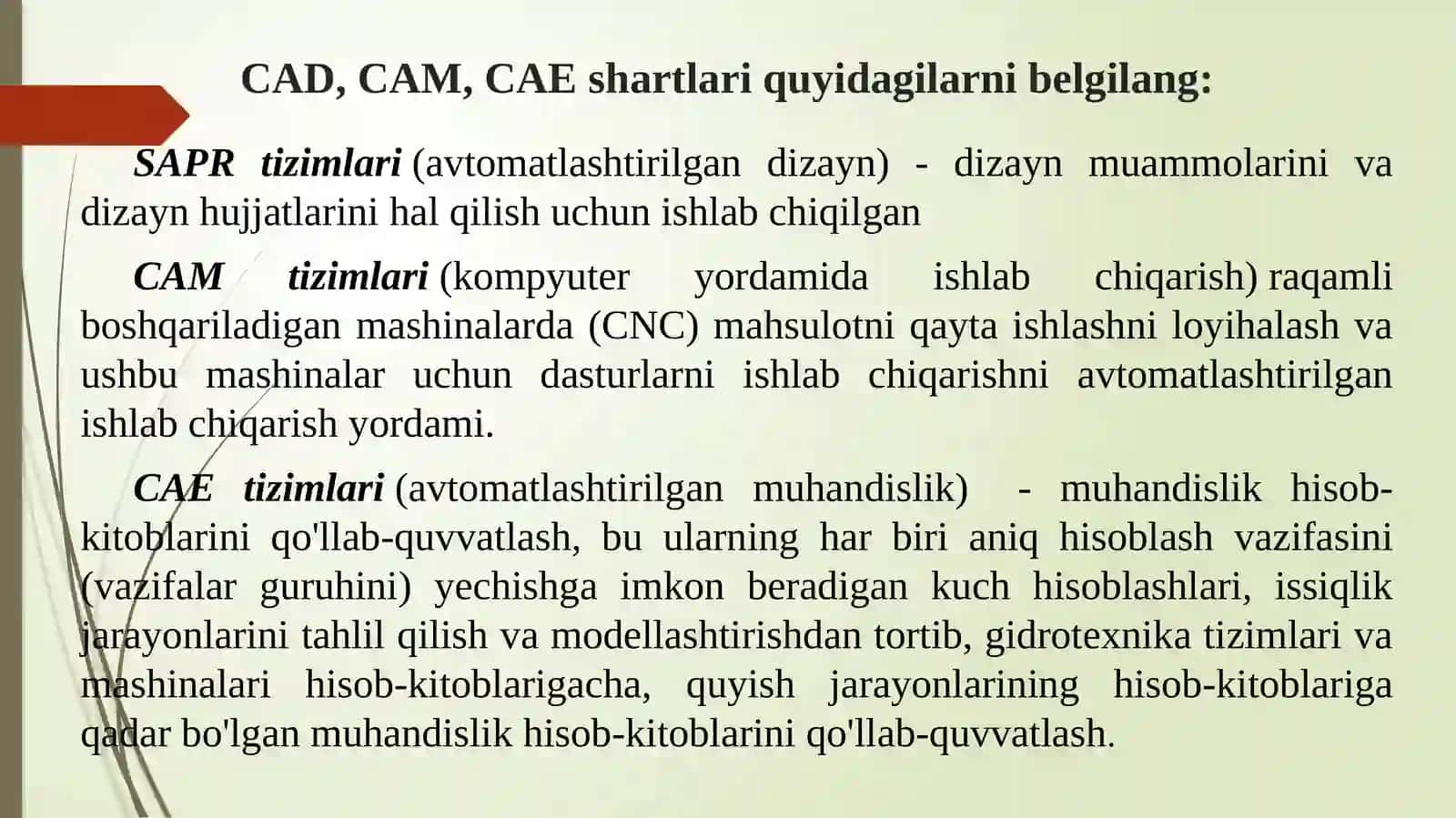 Texnologik obektlarni CAD/CAE/CAM tizimlarida loyihalash asoslari 4