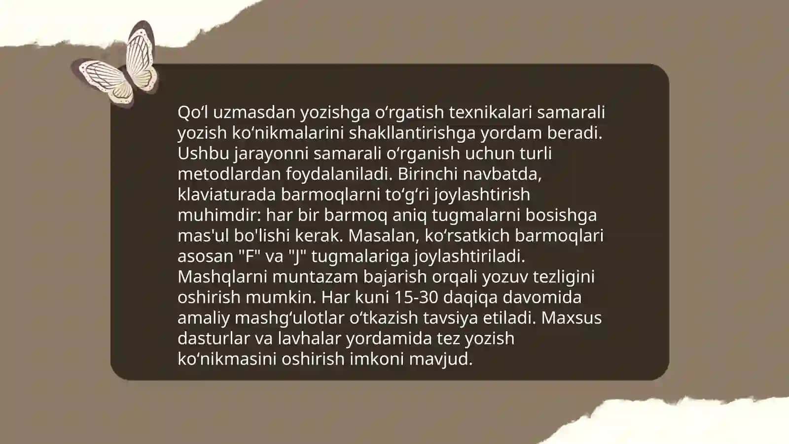 Qoʻl uzmasdan yozish metodikasi 4