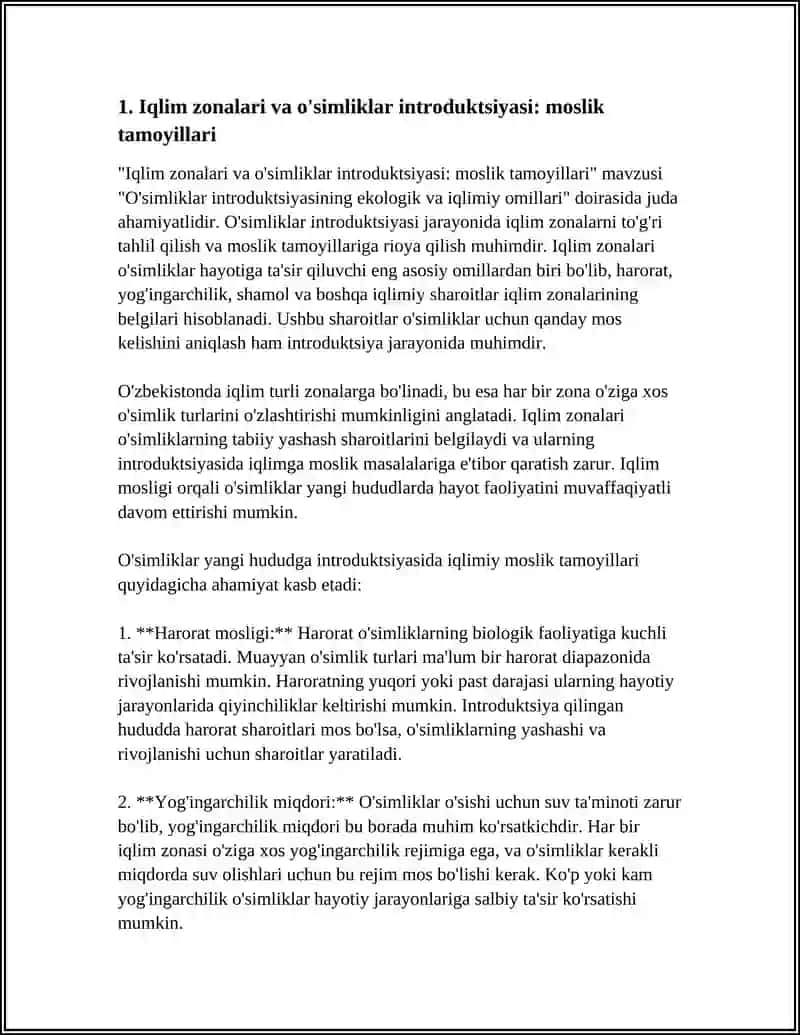O'SIMLIKLAR INTRODUKTSIYASINING EKOLOGIK VA IQLIMIY OMILLARI 4