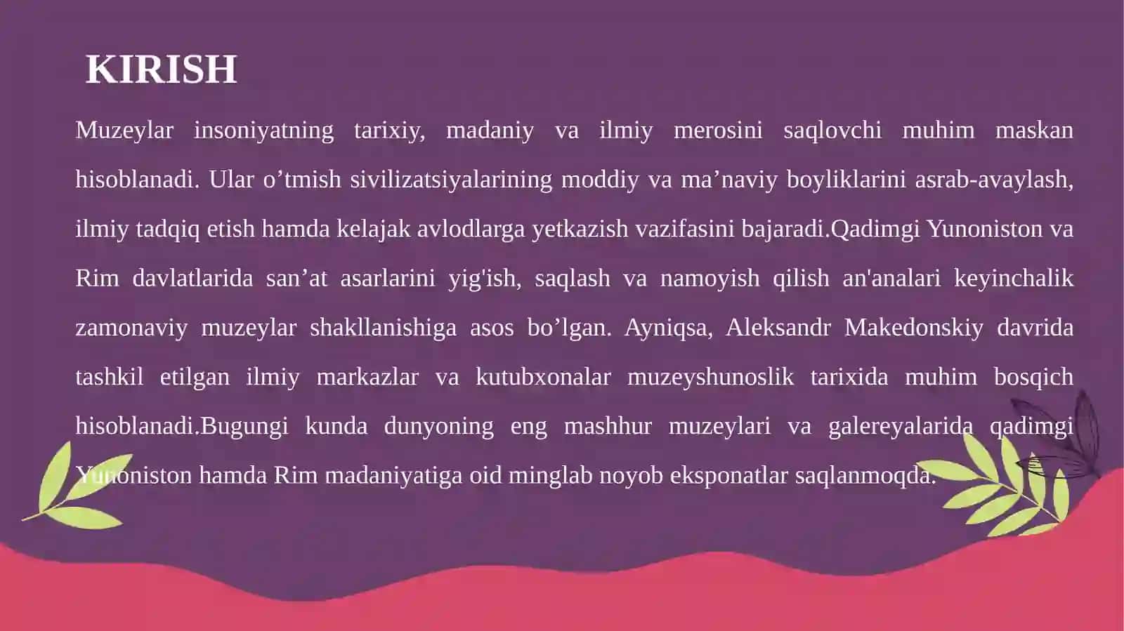 Rim, Yunoniston va Gretsiya san’atimuzey shunosligi. Aleksandr muzeylari. Rim galereyasi 4