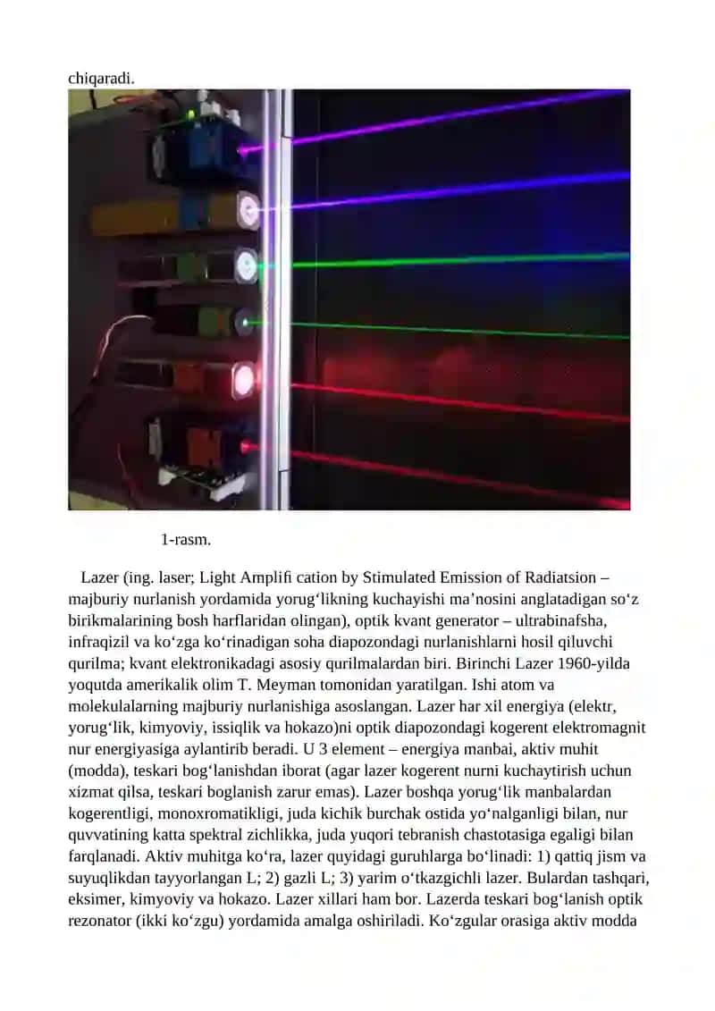 Lazer texnologiyasi. Axborotni yozib olish va qayta ishlash 4
