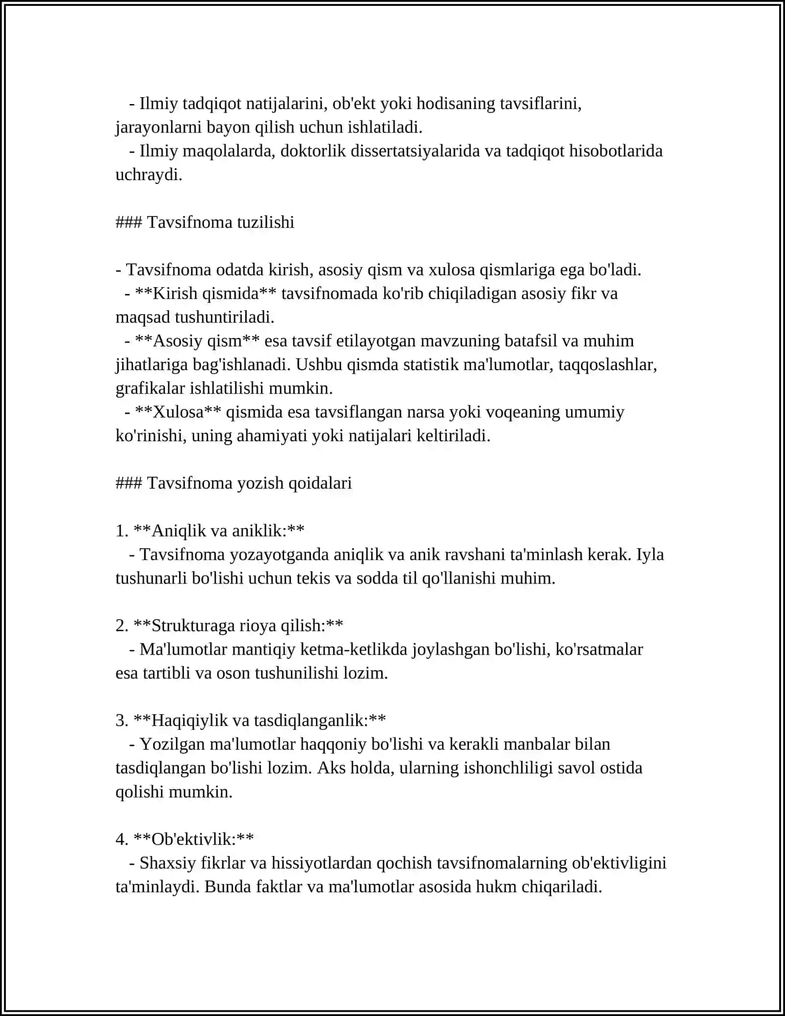 TAVSIFNOMANING TURLARI VA ZARURIY QISMLARI 4