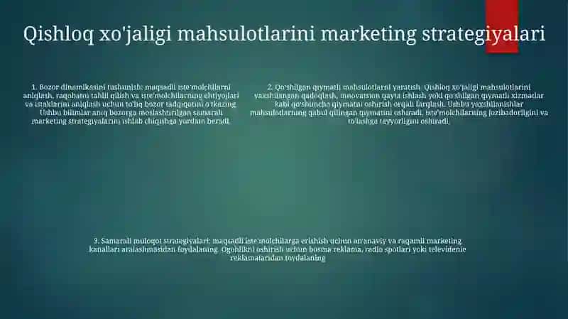 Qishloq XoʻJaligi Mahsulotlari Bozori Va Ularda Marketing Axborotlaridan Foydalanish 4