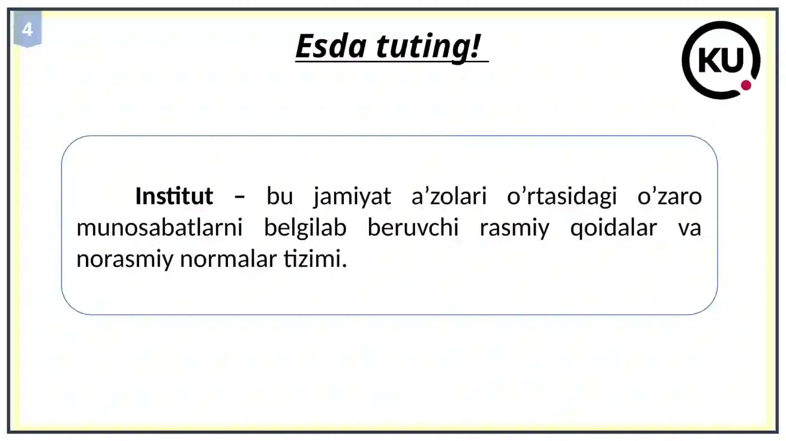 Amaliy mashg’ulot: Institutlar va ularning jamiyat rivojlanishidagi roli 4