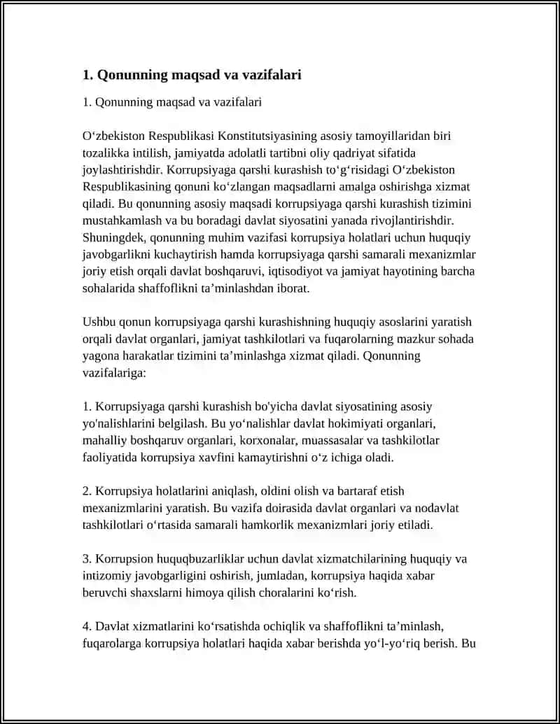 KORRUPSIYAGA QARSHI KURASH TO'G'RISIDAGI O'ZBEKISTON RESPUBLIKASI QONUNI 4
