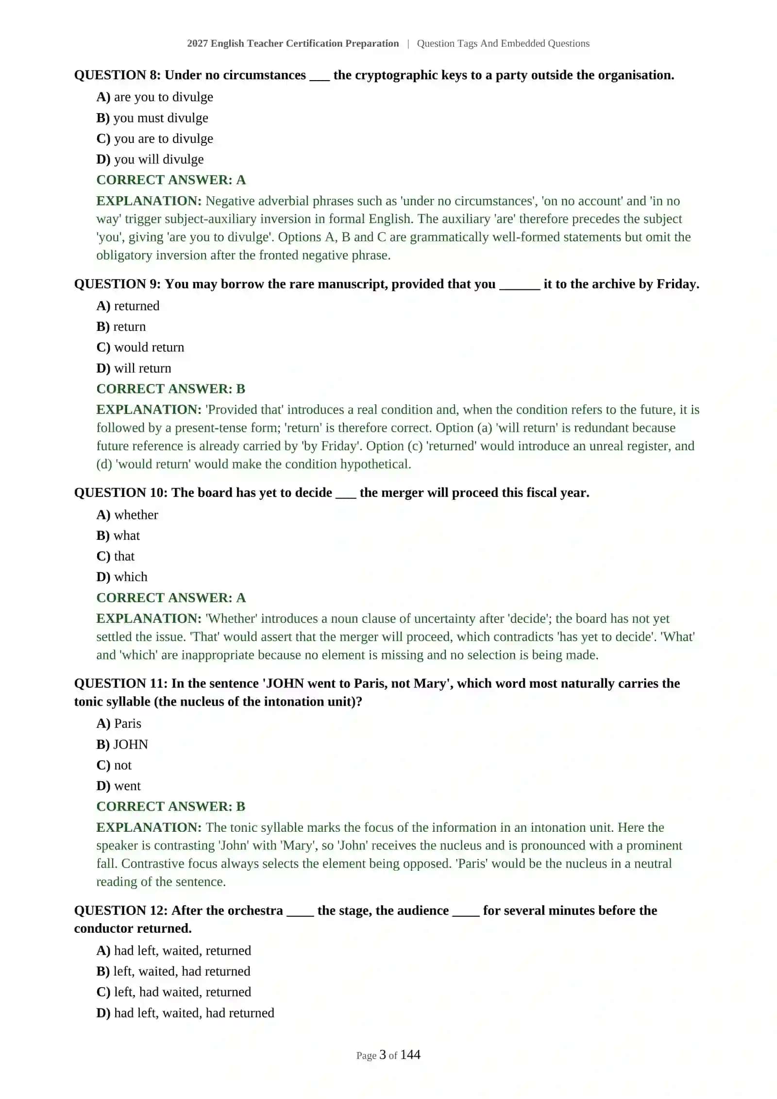 Question Tags And Embedded Questions 4