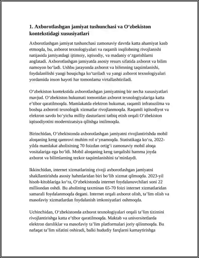 О‘ZBEKISTON AXBOROTLASHGAN JAMIYATNING XUSUSIYALARI VA VIRTUALLASHTIRISH JARAYONLARI 4