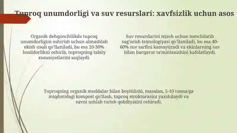 Organik dehqonchilikda oziq-ovqat xavfsizligi 4