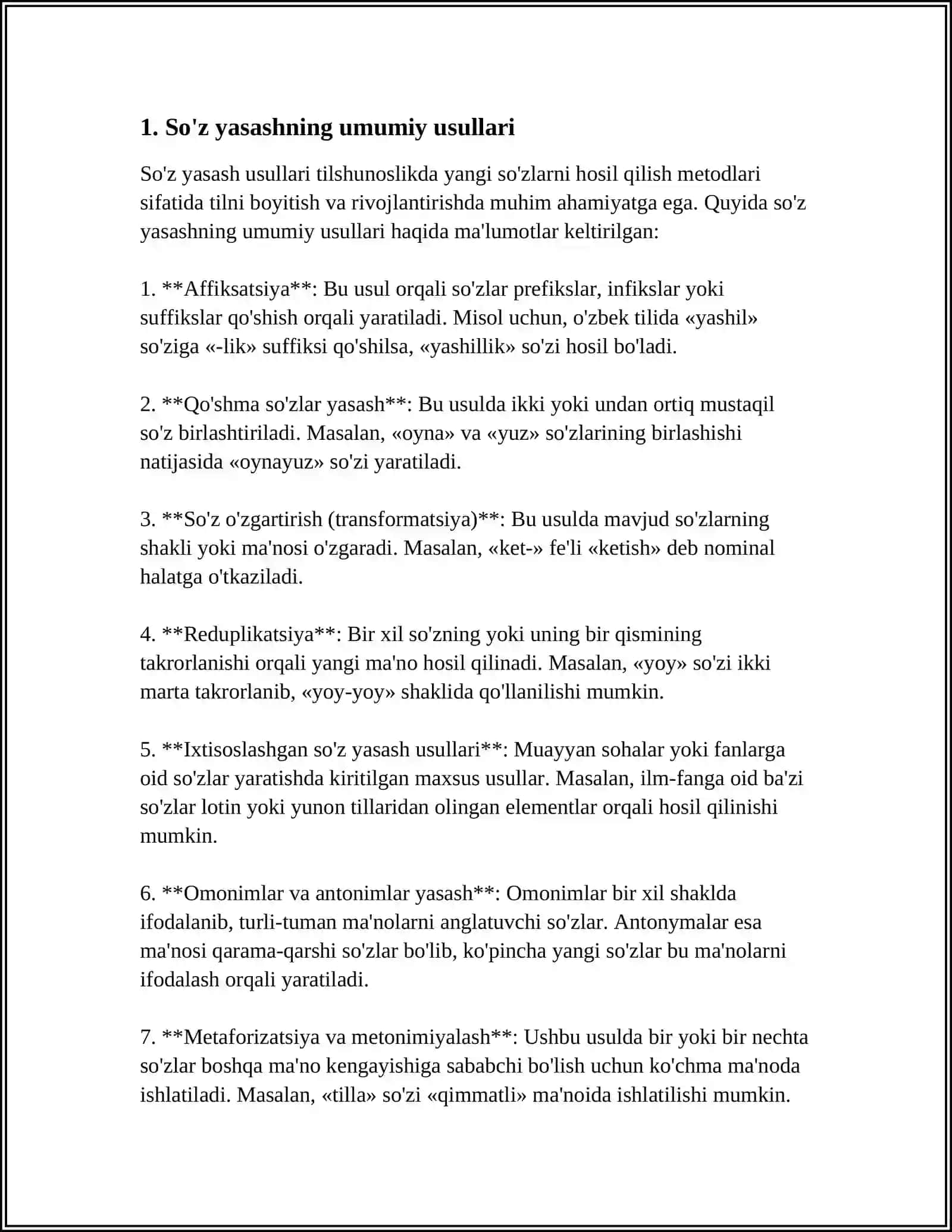 TURLI TIZIMLI TILLARDA SOʼZ YASASH USULLARINING UMUMIY VA FARQLI JIHATLARI 4