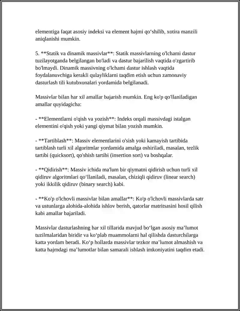 MASSIVLARNI TASHKIL ETISH 4