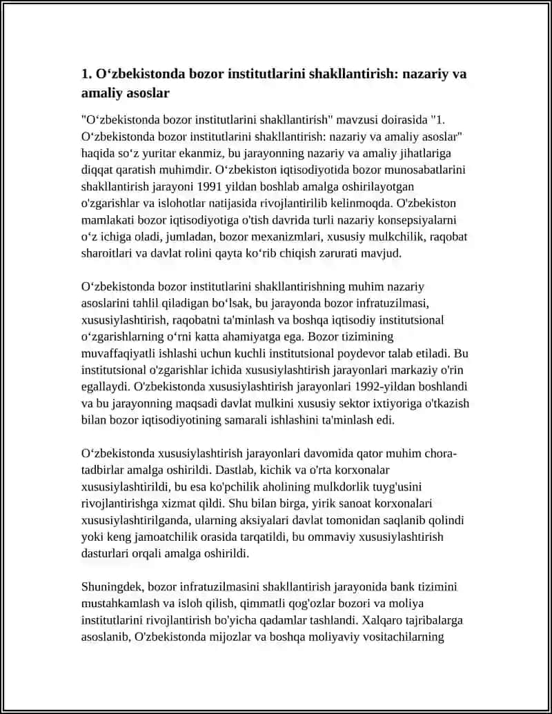 Oʻzbekistonda bozor institutlarini shakllantirish 4