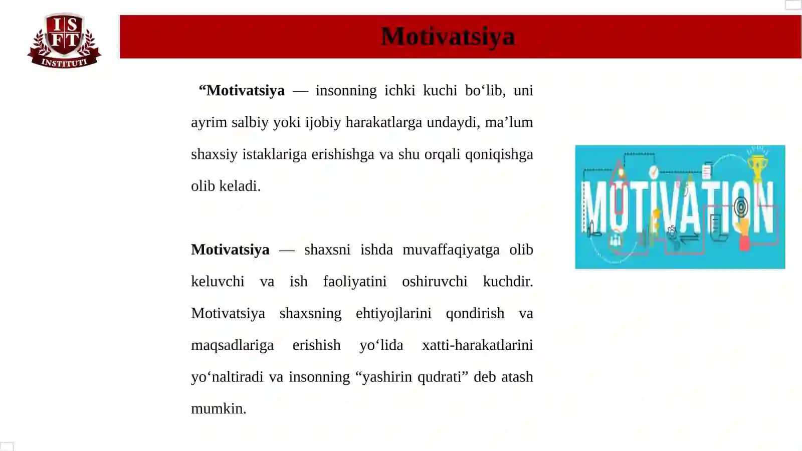 BIZNESDA ISHCHI UNUMDORLIGINI OSHIRISHNING MOTIVATSION USULLLARI 4