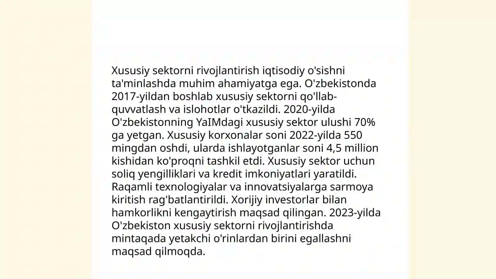Iqtisodiy islohotlar, xususiy mulkchilikning shakllanishi 4