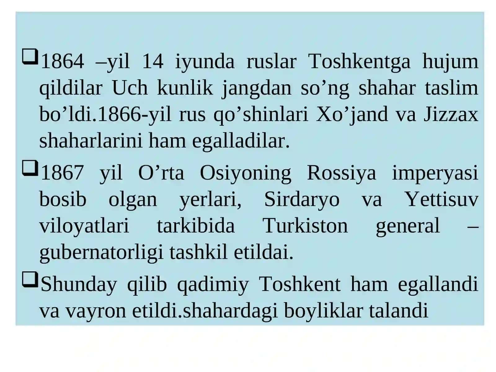 O’rta Osiyoning PotshoRossiyasiboshqarilishi davridagi tarixiy geografiyasi 4