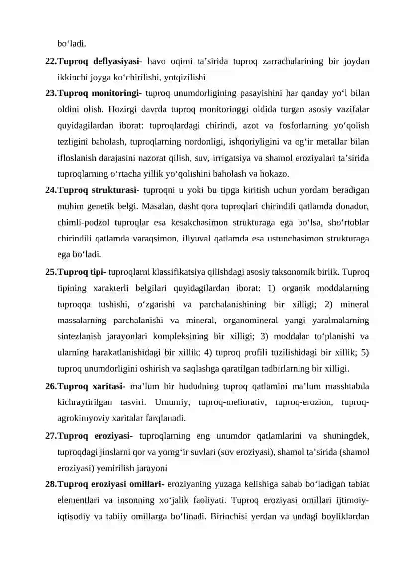 TUPROQ FIZIK VA GIDROGRAFIK XOSSALARIGA OID TUSHUNCHALAR 4