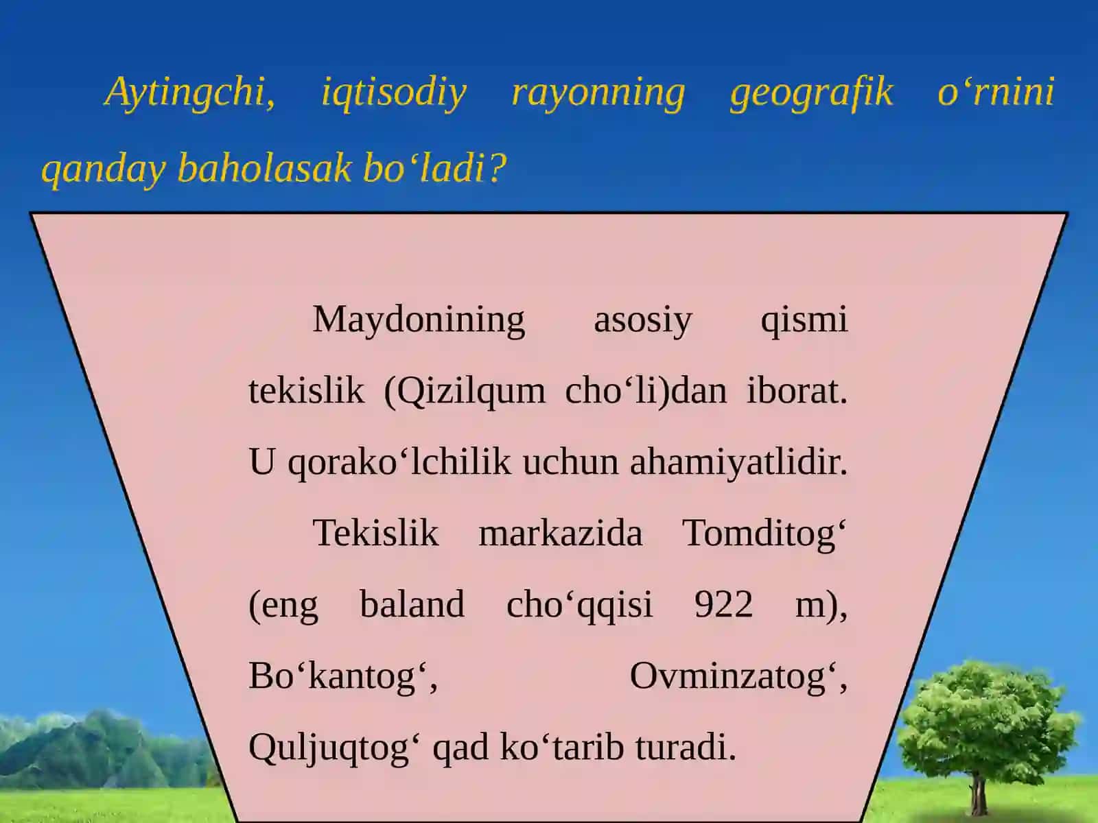 8-sinf Geografiya fanidan Zarafshon iqtisodiy rayoni dars taqdimot 4