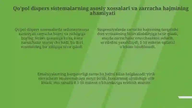 Dagʻal disper sistemalarning xossalari farmakalogiyada ishlatilishini amaliyotda oʻrganish 4