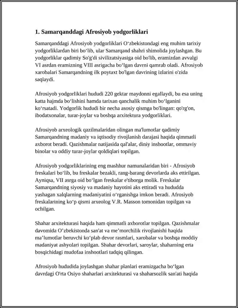 Samarqanddagi Afrosiyob yodgorliklari 4