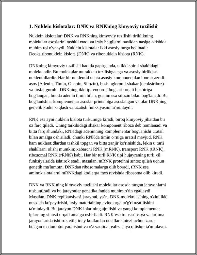 TIRIKLIKNING MALEKULAR ASOSLARI NUKLEYN KISLATA VA IRSIY BELGILARNI NASILDAN NASLGA OTISHIDAGI ROLI 4