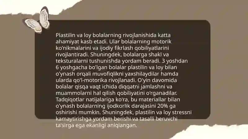 Bolalarni plastlin va loy ishiga o'rgatishning o'ziga xos xususiyatlari 4