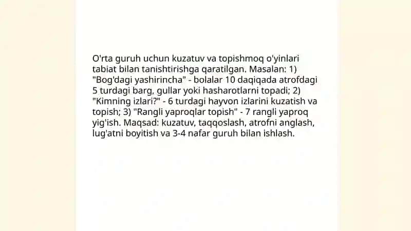 Bolalarni tabiat bilan tanishtirishga oid òyinlar 4