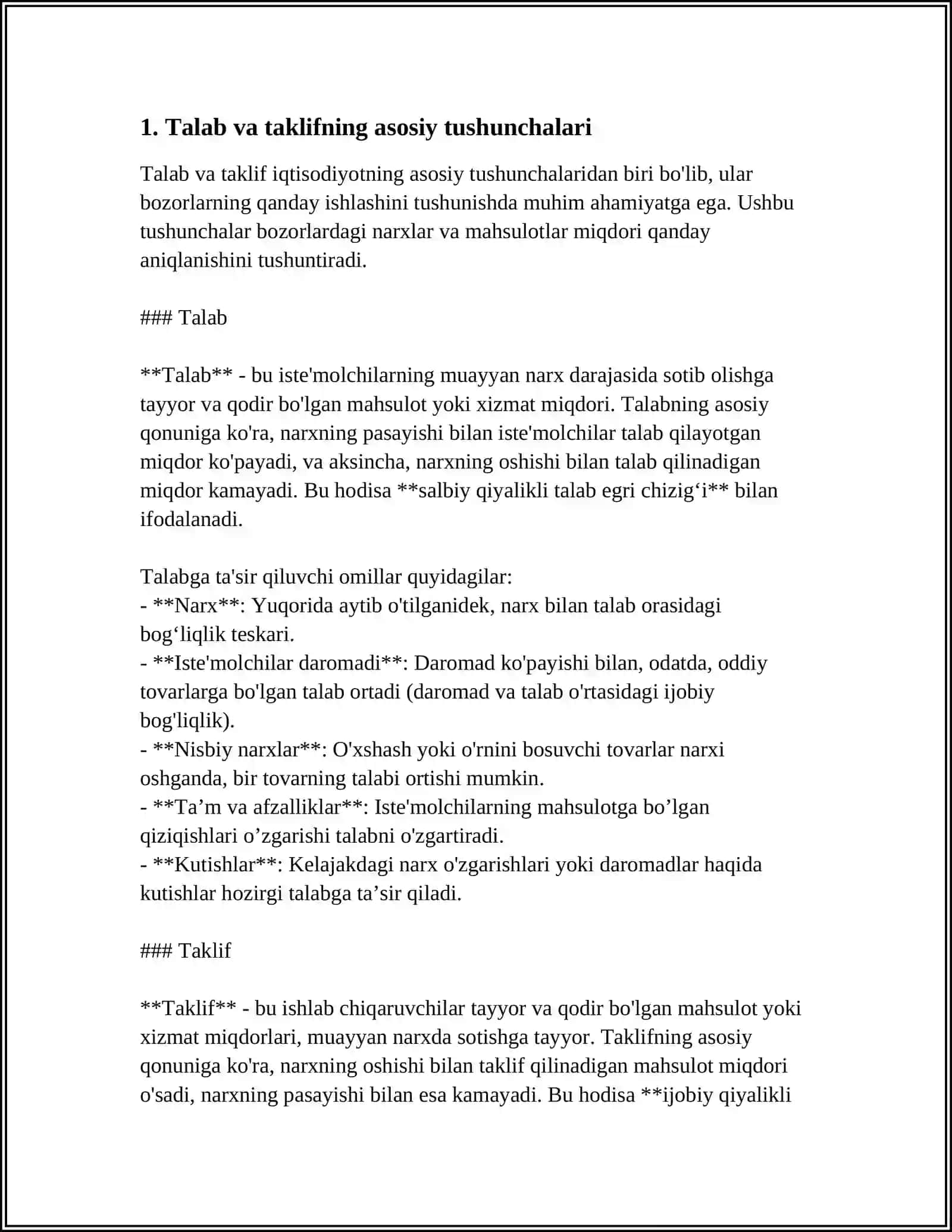 TALAB VA TAKLIF FUKSIYALARINING MATEMATIK MODELI 4