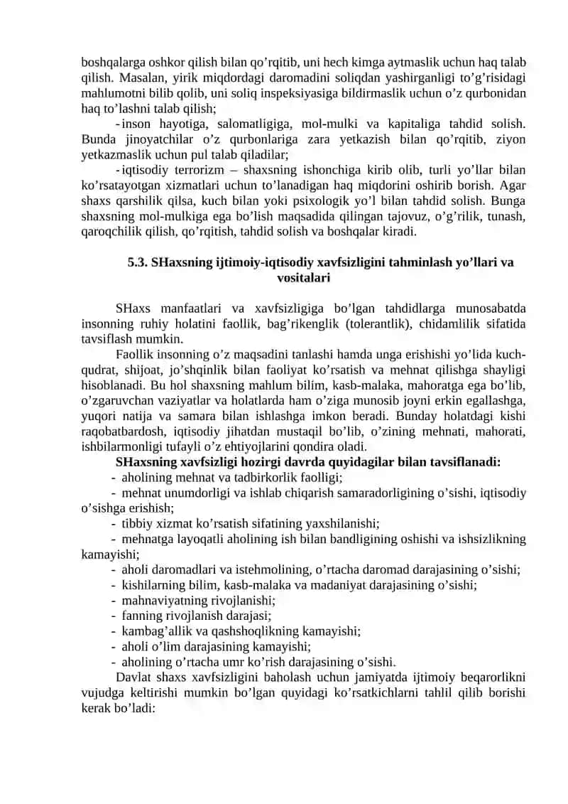 SHAXSNING IQTISODIY XAVFSIZLIGINI TAHMINLASH MUAMMOLARI 4