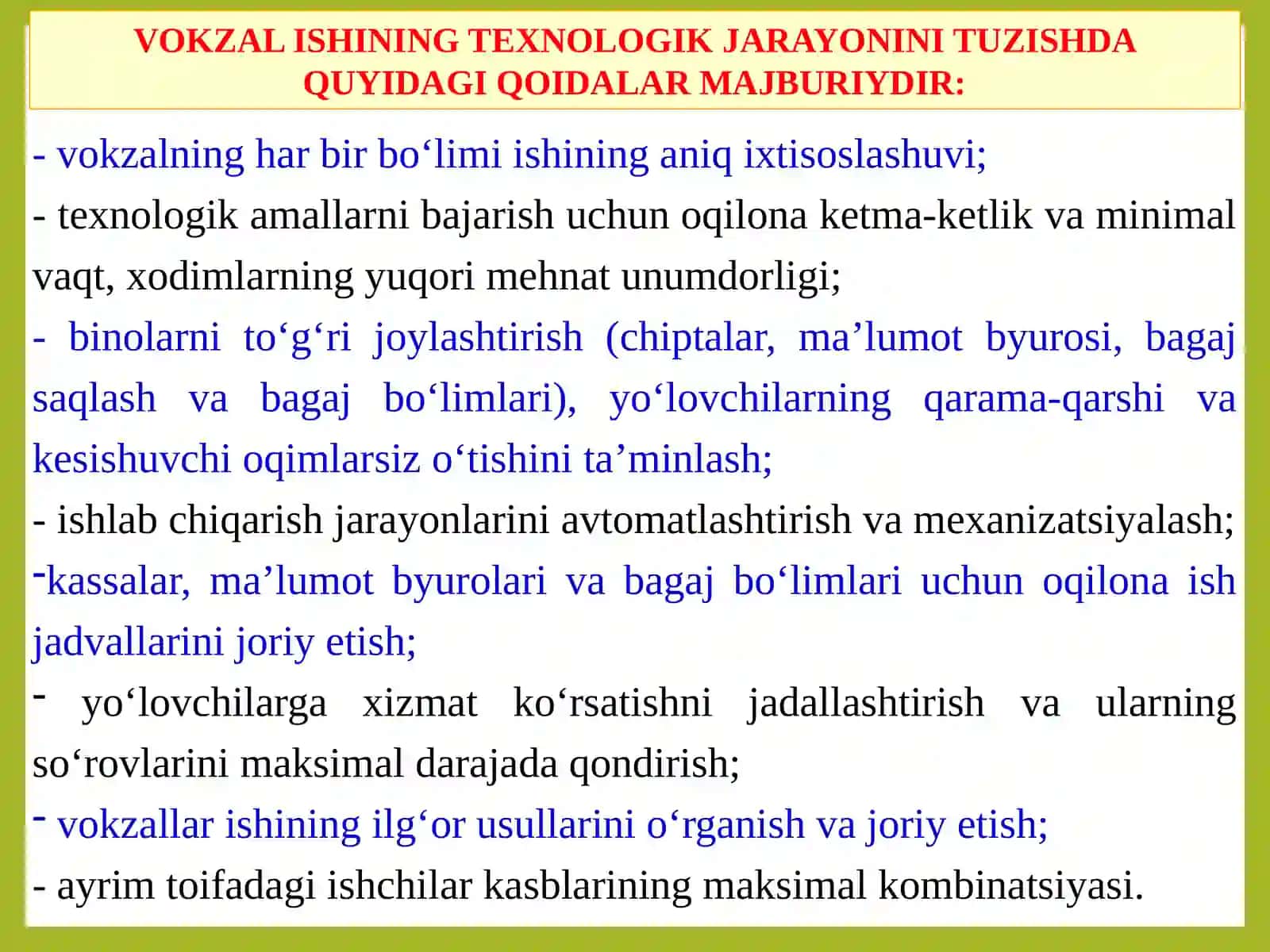 Temir yo‘l vokzallari ishini tashkil etish 4