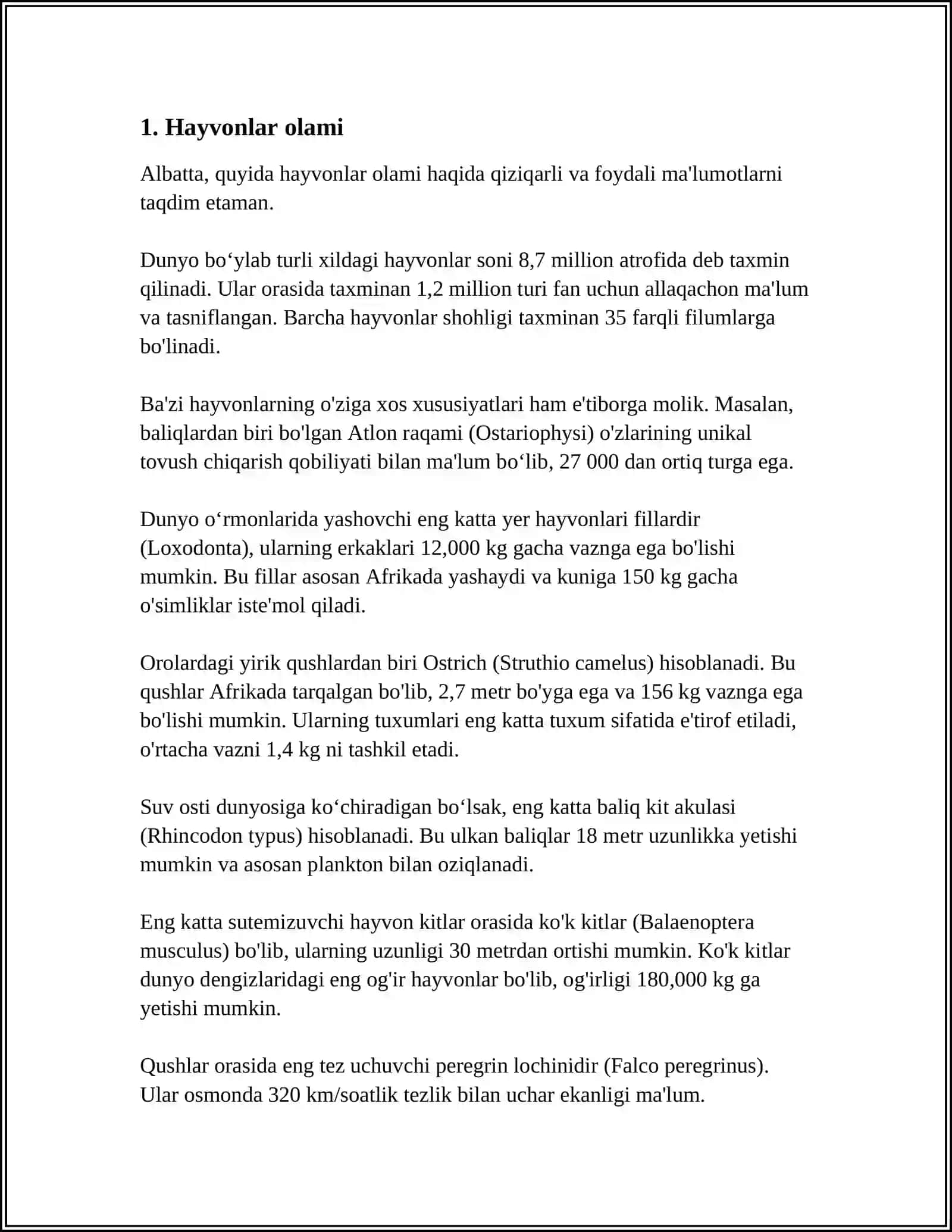 SUVOʻTLARNI ZAMONAVIY SISTEMATIK BOʻLIMLARI VA KATEGORIYALARI 4