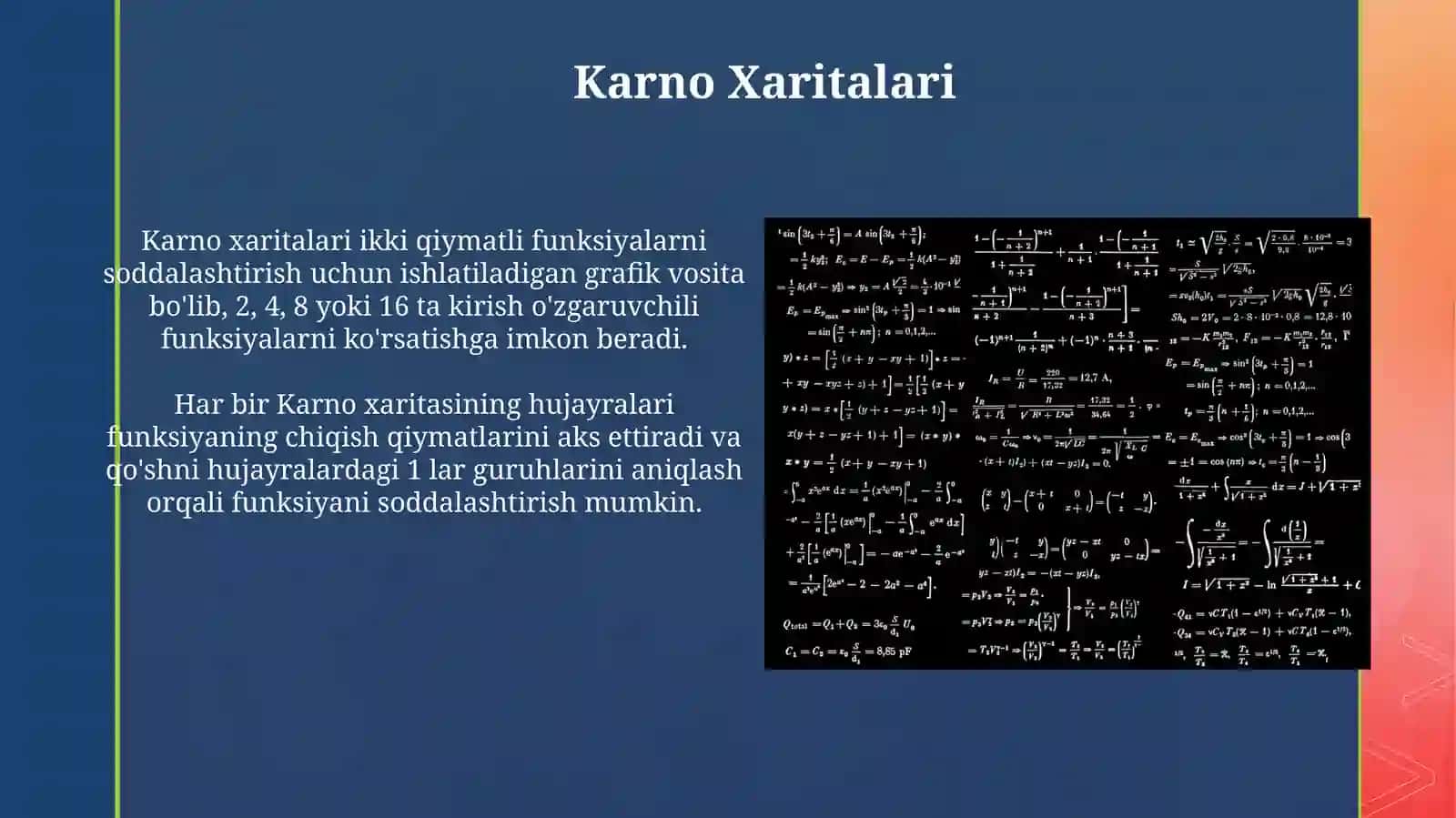 Bul funksiyalari va ularning soni.Bul algebrasi qonunlari 4