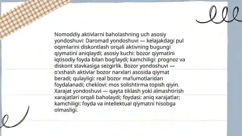 Nomoddiy aktivlarni baholash 4