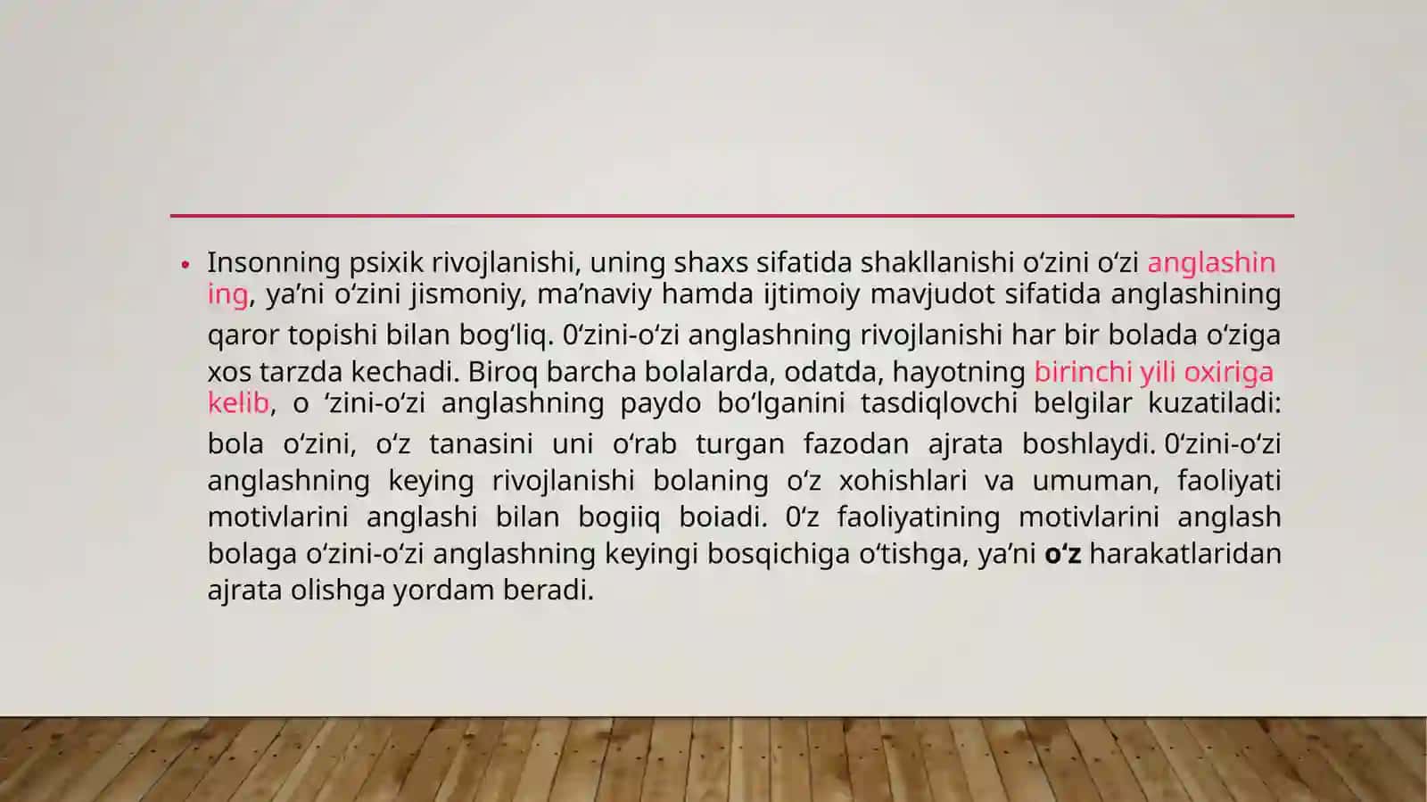 Ilk bolalik davrida o’z-o’zini anglashning ruvojlanishi va 3 yosh inqirozi 4